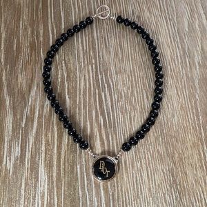 Repurposed Dior Button Pearl Necklace